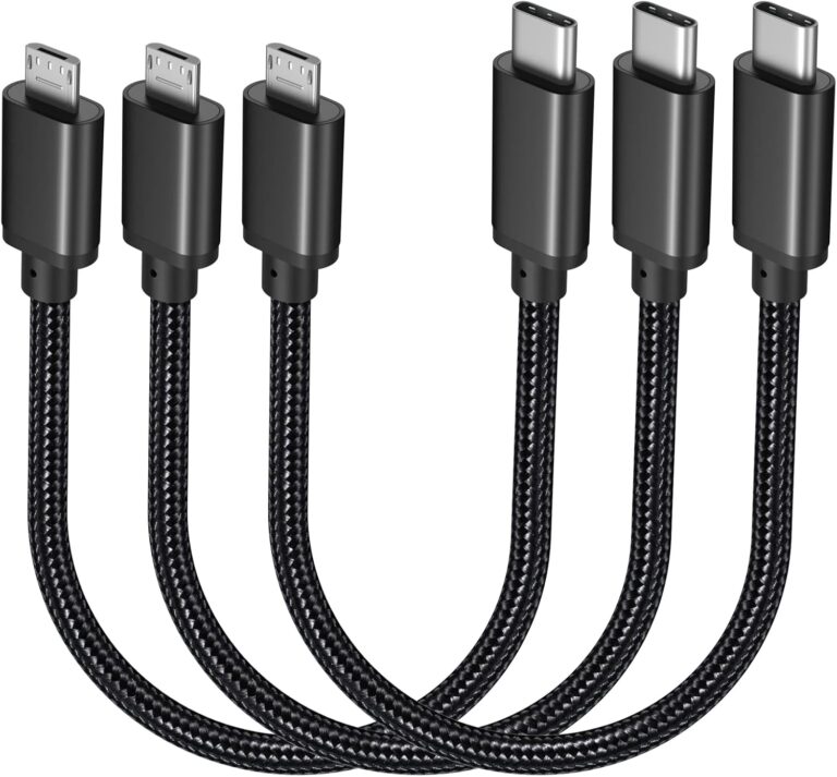 12inch Short USB C to Micro USB Cable, 3Pack 1FT Nylon Braided USB-C to Micro USB Fast Charging Cable,Type C to USB Micro Cord for Kindle/PS4 Xbox Controller/Samsung S7 S6 S5/GPS/Type C Wall Chargers
