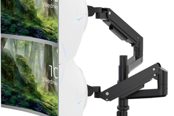 PUTORSEN 17-49 inch Premium Aluminum Heavy Duty Dual Monitor Arm for Ultrawide Screens up to 44lbs, Vertical Stacked Dual Monitor Desk Mount, Full Motion Dual Vertical Monitor Mount, VESA 75/100,Black
