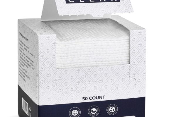 Disposable Face Towels, Viscose Biodegradable Large Dry Wipes, Super Soft & Thick Face Cleansing Towels, Daily Facial Tissues for Sensitive Skin, Makeup Removing,Facial Clean,Nursing,Travel (50 Count)