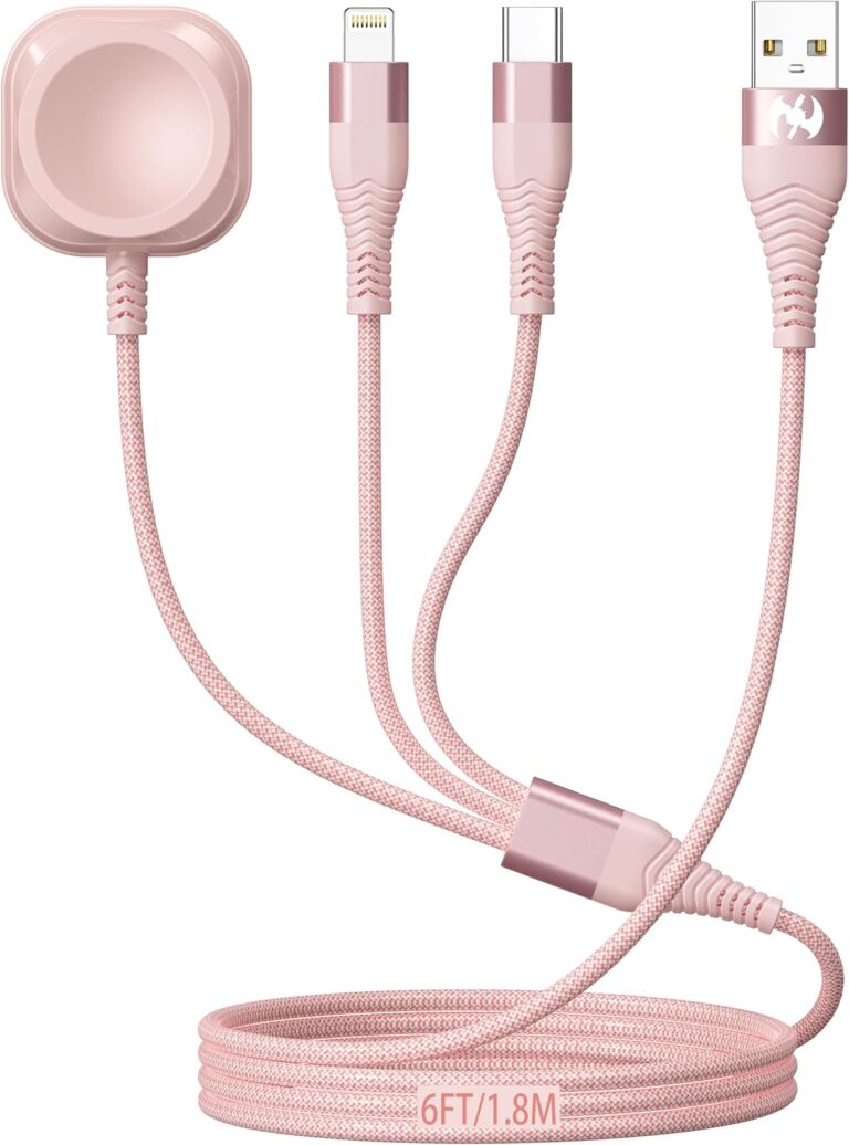Apple Watch Charger Multi Charging Cable 6FT Nylon Braided USB AM Port to Lightning Type C USB C Cord iWatch Magnetic Wireless Charger 3 in 1 Charging Wire for Apple iPhone Android Phone and iWatch