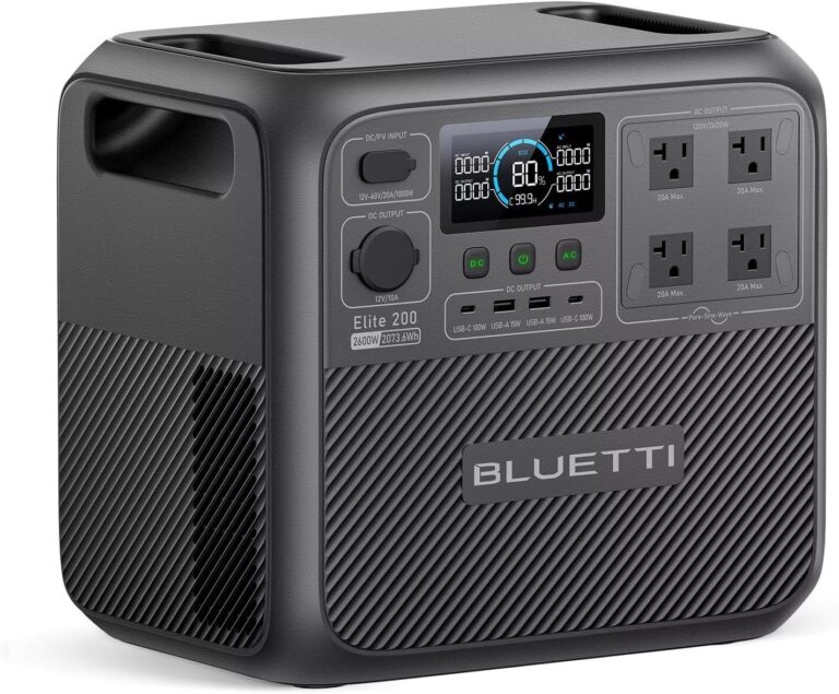 BLUETTI Solar Generator Elite 200 V2 (2025 New), 2073.6Wh LFP Battery Backup w/ 4 2600W AC Outlets (3900W Power Lifting), 17-Year Lifespan, Portable Power Station for Camping, Off-grid