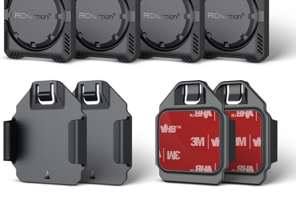 PROfezzion 4-Pack Secure Air Tag Holder Case with Key Ring, 3M Adhesive Mount & Loop Strap for Keychain, Dog Collar, Backpack, Luggage Bag, Car & More, IPX8 Waterproof, Full Cover & Discreet