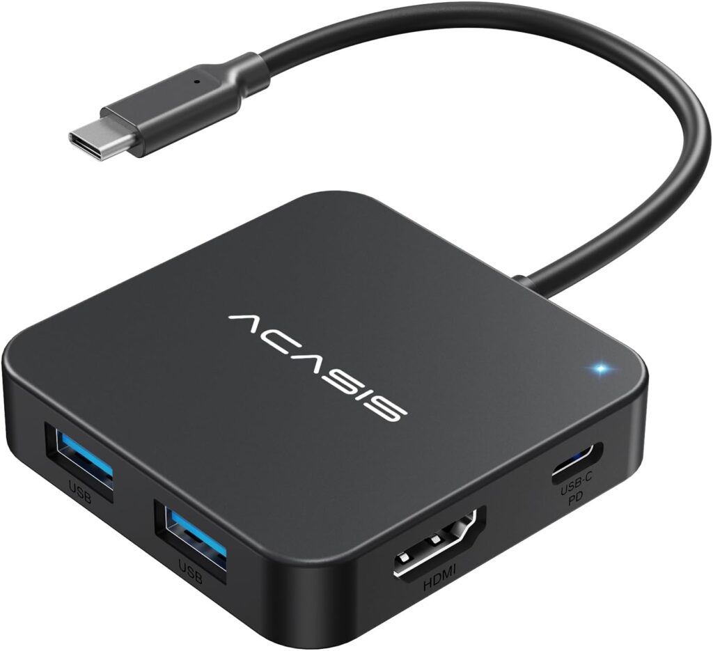 USB C Hub 10Gbps, Multiport Adapter with 4K 60Hz HDMI, 100W Power Delivery, USB A3.2 Data Port, USB C to HDMI Adapter for MacBook, Dell, Lenovo, Surface, iPad PRO, XPS(Black)