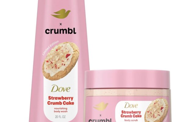 Dove Moisturizing Strawberry Crumb Cake Body Wash & Scrub Combo, 20oz Wash + 15oz Scrub, Limited Edition, Paraben & Sulfate Free, For Body, Improves Skin Texture, Moisturizes
