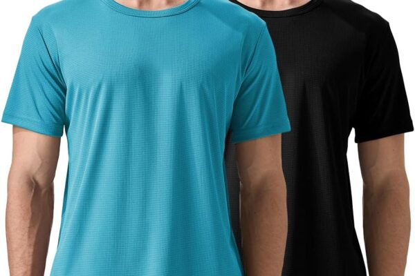 Men’s 2 Pack Lightweight Crew Neck Athletic Running Short Sleeve T-Shirts Breathable Gym Workout Tee Shirts for Men