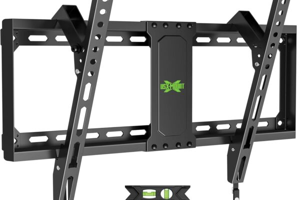 USX MOUNT UL Listed TV Wall Mount Tilting Brackets for Most 37″-90″ Flat Curved Screen TVs with Max VESA 600x400mm, Weight Capacity 132lbs, Low Profile Space Saving for 16″, 24″ Stud