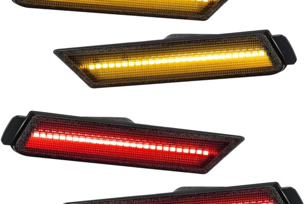 Partsam Smoked Lens LED Side Marker Lights Front Rear Bumper Marker Lamps Reflectors Compatible with Camaro 2010-2015,Pack of 4 (2 x Amber, 2 x Red)