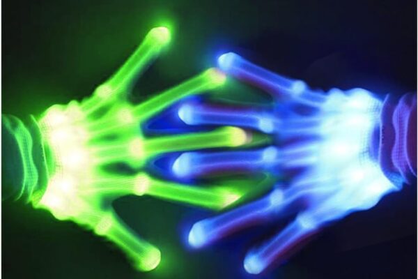 12-Color LED Light-Up Gloves for Kids – Fun & Glowing Gloves Multi-Color Halloween Costume Accessory Cool Toys for Boys 4-7 Girls 4 5 6 7 Years Perfect for Parties & Gifts (1 Pair)