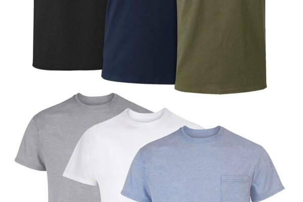 Hanes Pocket T-Shirt Pack, 6-Pack, Cool & Breathable Cotton Tees, Stay-Tucked Undershirts for Men
