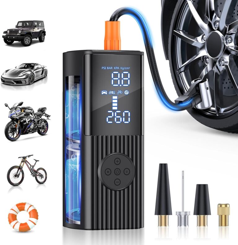 Tire Inflator Portable Air Compressor, 180PSI Portable Air Compressor with 25000mAh Battery, 3X Faster Inflation Cordless Air Pump for Car, Motorcycle, Bicycle, Ball