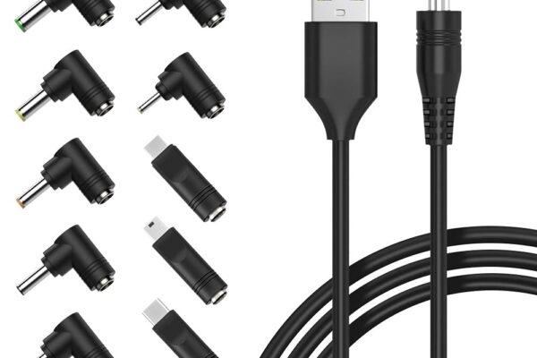 Belker Universal 5V DC Power Cable USB to DC 5.5 2.1 mm Plug Connector Tip Charging Cord with Most Frequently Used Interface Type