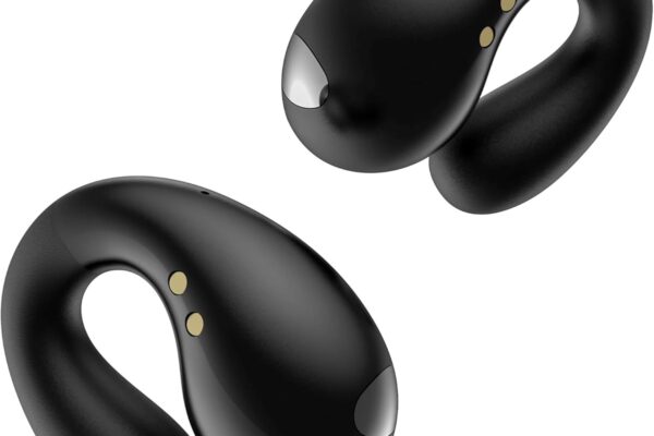 Open Ear Earbuds Wireless Bluetooth 5.3 Earphones, Flexible Clip On Ear buds with 36H Playtime LED Display Bone Conduction Headphones, IPX7 Waterproof Light Weight Fit for Every Ear, Sport, Workout