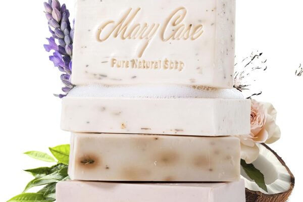 Mary Case All Natural Bar Soap for Men & Women (Variety Set of 4) – Lavender, Tea Tree, Coconut and Rose Body Soap Bars with Olive & Coconut Oils – Vegan Bath Soaps for Hydrating & Nourishing Skin