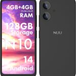 NUU N10 Basic Cell Phone for T-Mobile, Mint, Metro, Qlink, Tello and More 4GB/128GB, Perfect for Teenagers, Dual SIM 4G, Octa-Core 6.6″ 90Hz HD+, Unlocked Phones Android Phone 14, US Warranty (Black)