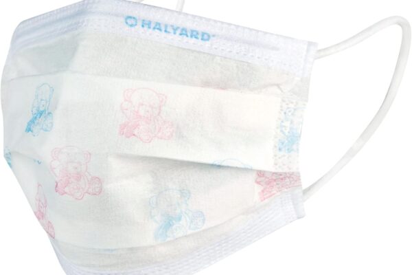 HALYARD Disposable Child’s Face Mask with SO SOFT Earloops, Pleat-Style, Teddy Bear, 47359