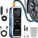 Tire Inflator Portable Air Compressor, Air Pump for Car Tires 150PSI Cordless with Battery and 12V DC, Electric Bike Pump with Pressure Gauge, Auto Shutoff, for Ball, Motorcycle Accessories