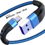 Essri 2Pack for iPhone Charger Cord 6FT, Lighting Cable 6 Feet to USB Charging Cable, Nylon Braided Charging Cord 6 Foot Compatible with iPhone 14 13 12 11 X XS XR 15 Pad – Blue
