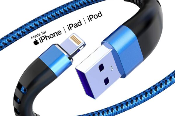 Essri 2Pack for iPhone Charger Cord 6FT, Lighting Cable 6 Feet to USB Charging Cable, Nylon Braided Charging Cord 6 Foot Compatible with iPhone 14 13 12 11 X XS XR 15 Pad – Blue