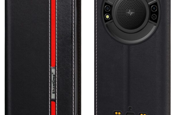 Colorblock Invisible Magnetic PU Leather Flip Case Compatible with Ulefone Power Armor 16 Pro, Stylish Wallet Cover with Full Protection and Slim Design Black